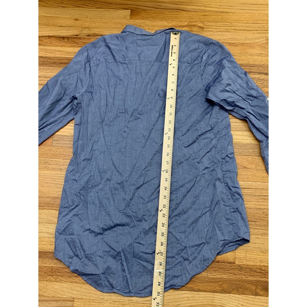 Peter Millar Lady Irish Notre Dame Women's Blue Chambray Button Down Shirt L - Picture 8 of 11